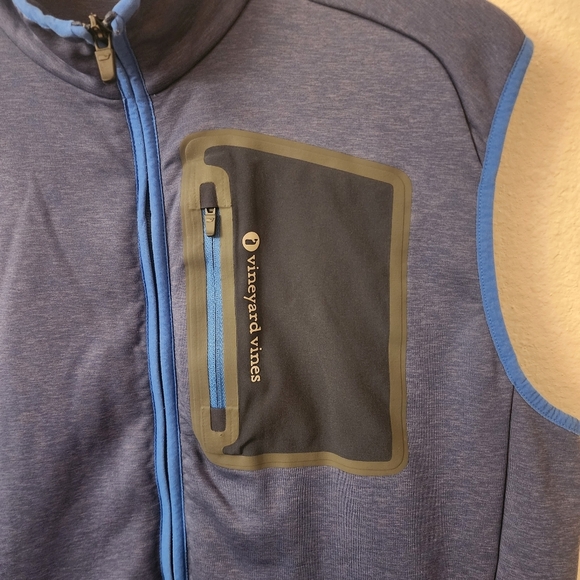 Vineyard Vines Blue Full Zip Front Pocket Stretch Vest Mens Large - Picture 2 of 9